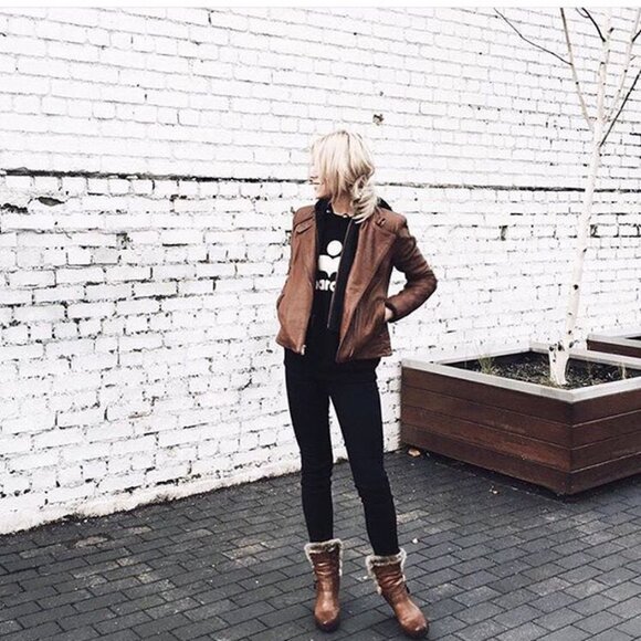 RARE Frye Penny Lux Rabbit Fur-Lined Cognac Leather Buckle Heeled Ankle Booties - Picture 4 of 15